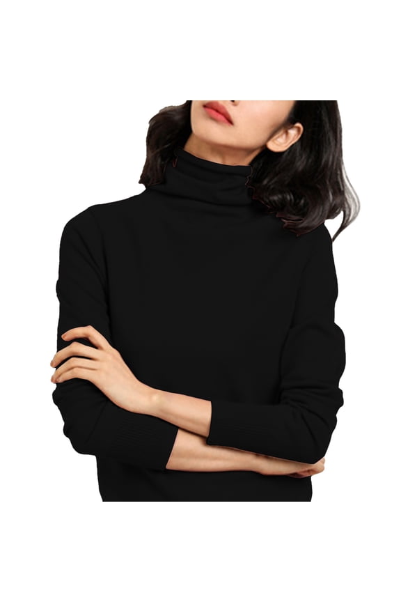 Women's Sweaters, Women's Fall/Winter Turtleneck Sweater - Slim Pile Neck Pullover Fall Sweaters for Women Black S