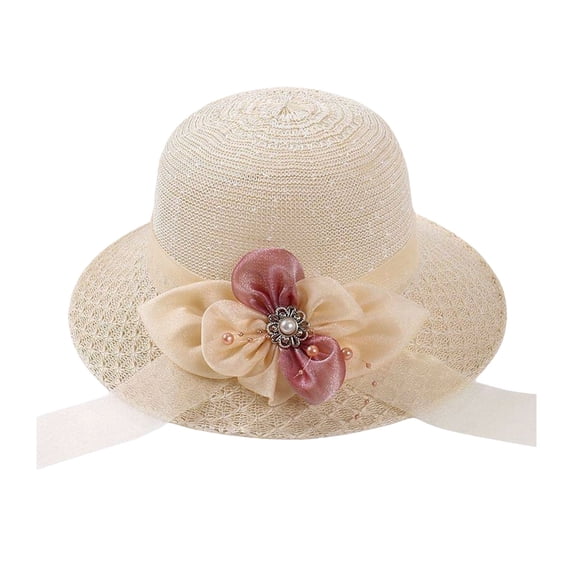 Duoif Women's Wide Brim Sun Hats with Bowknot, Boho Summer Beach Hat,Floppy Hat, Outdoor Sun Protection Hat