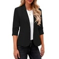 thumbnail image 1 of Duoif Womens Blazer, Women 3/4 Sleeve Suit Jackets Open Front Lightweight Work Suit Outer Wear Corporate Outfits for Women Black L, 1 of 8