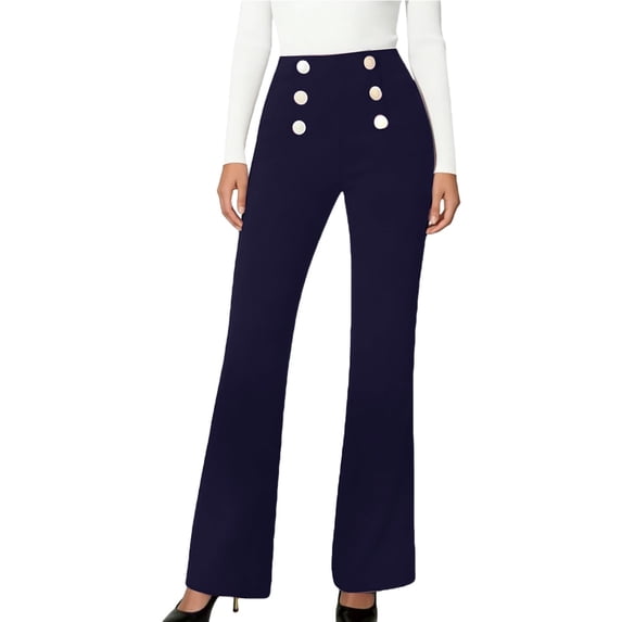 Duoif Womens Dress Pants Stretchy Work Pants Women Slacks High Waisted Womens Bottoms Navy L