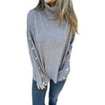 thumbnail image 1 of Duoif Womens Fall Tops, Women's Fall Winter Turtleneck Sweaters for Women Sleeve Knitted Pullover Sweater Jumper Tops Womens Sweaters Womens Tops Grey XXXL, 1 of 5