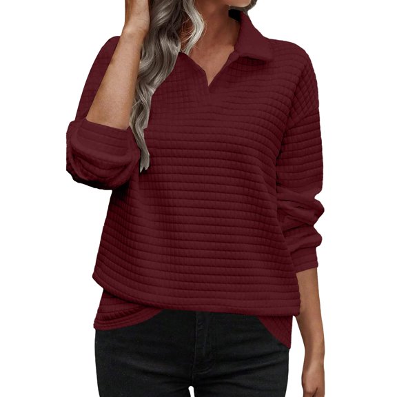 Duoif Womens Fall Tops, Women's Fashionable and Casual Halloween Letter Print Round Neck Long Sleeved Top Sweatshirt Sweatshirt for Women Wine L