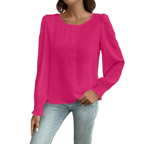 Duoif Womens Fall Tops, Women's Long Sleeve T-Shirts - 2025 Comfy Basic Fall Tees Womens Tops Red XXL