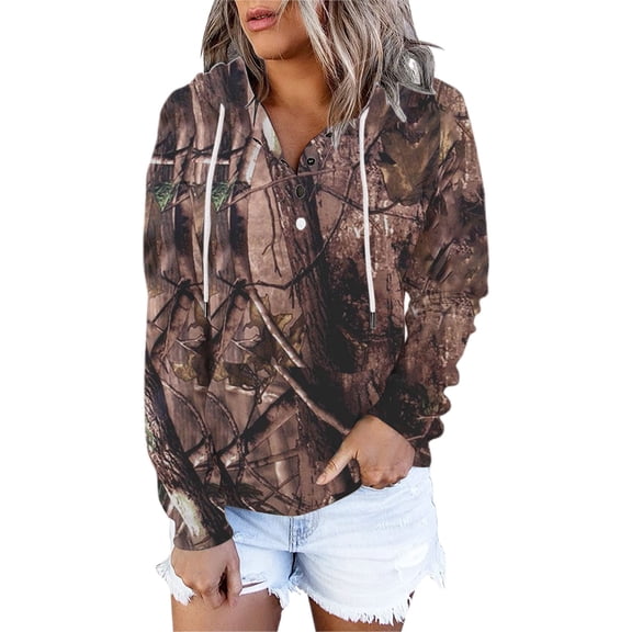 Duoif Womens Hoodies Pullover, Women's Oversized Sweatshirt - Long Sleeve Round Neck Blouse Womens Fall Tops Brown XXL