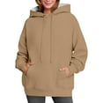 thumbnail image 1 of Duoif Womens Hoodies Women's Cute Cat Ear Sweatshirt - Soft Plus Size Winter Top Womens Sweatshirt Khaki XXXL, 1 of 6