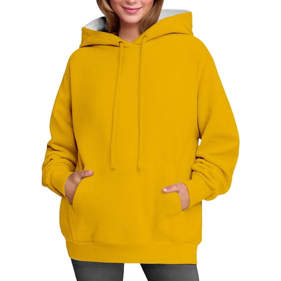 Duoif Womens Hoodies Women's Cute Cat Ear Sweatshirt - Soft Plus Size Winter Top Womens Sweatshirt Yellow XXXL