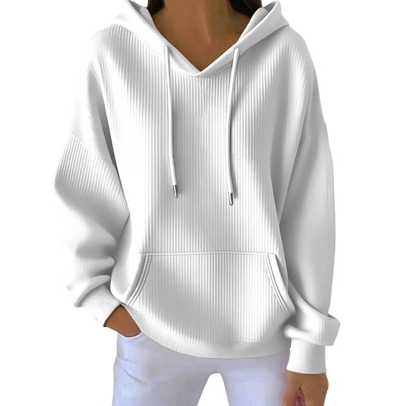 Duoif Womens Hoodies Women's Oversized Hoodie - 2025 Fall Winter Casual Wear Womens Sweatshirt White XXXL