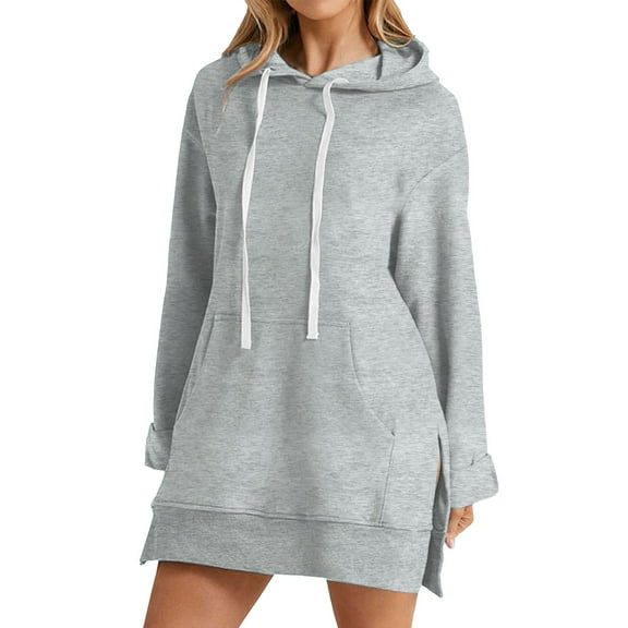 Duoif Womens Hoodies, Women's Warm Winter Sweatshirt - Soft O-Neck Long Sleeve Top Womens Sweatshirt Grey S