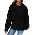 thumbnail image 1 of Duoif Womens Jacket, Ladies' Fashionable Casual Autumn and Winter Solid Color Loose Hooded Jackets for Women Black L, 1 of 8
