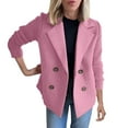 thumbnail image 1 of Duoif Womens Jacket, Women's Lapel Knitted Patchwork Sleeve Casual Coat Cropped Double Breasted Suit Sweater Jackets for Women Pink XXXXL, 1 of 6
