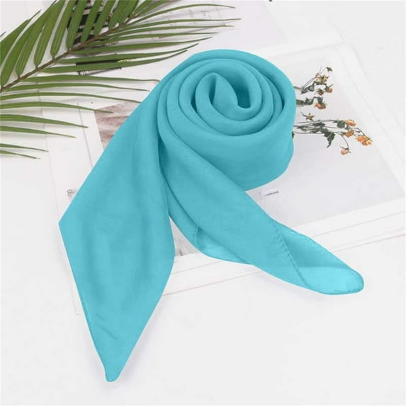 Duoif Womens Scarves, Solid Color Chiffon Square Scarf Versatile Scarf Plain Square Scarf for Women Sky Blue