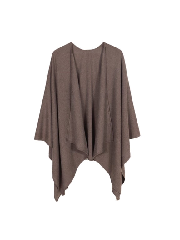 Womens Shawls, Blanket Scarf Cardigan Loose Open Front Elegant Cape Shawl Wraps for Women Brown