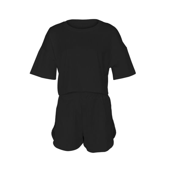 Duoif Womens Summer Outfits Casual Pajamas Comfortable Sexy Shorts Women's Home Clothing Set Lounge Sets for Women Black L