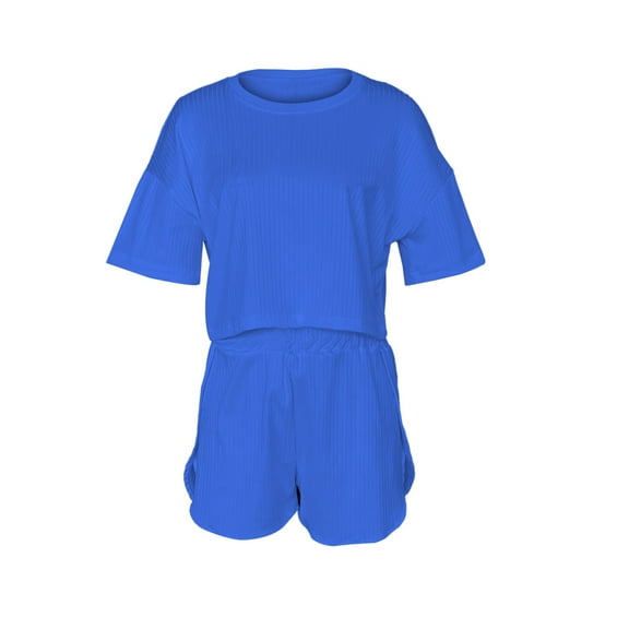 Duoif Womens Summer Outfits Casual Pajamas Comfortable Sexy Shorts Women's Home Clothing Set Lounge Sets for Women Blue1 S