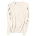 thumbnail image 1 of Duoif Womens Sweaters Light Sweaters Long Sleeve Crew Neck Lightweight Soft Knitted Pullover Knitted Blouse Sweaters for Women Beige L, 1 of 5