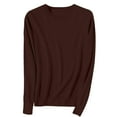 thumbnail image 1 of Duoif Womens Sweaters Light Sweaters Long Sleeve Crew Neck Lightweight Soft Knitted Pullover Knitted Blouse Sweaters for Women Coffee L, 1 of 5
