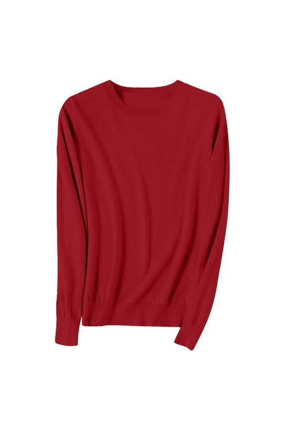 Womens Sweaters Light Sweaters Long Sleeve Crew Neck Lightweight Soft Knitted Pullover Knitted Blouse Sweaters for Women Wine XXXL