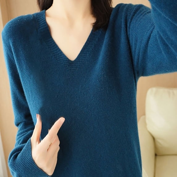 Duoif Womens Sweaters Light Sweaters for Women Long Sleeve Crew Neck Lightweight Soft Knitted Pullover Knitted Blouse Sweaters for Women Trendy Dark Blue XXL
