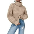thumbnail image 1 of Duoif Womens Sweaters Women's High Neck Pullover - European & American Knitted Top Fall Sweaters for Women Light Yellow XL, 1 of 5