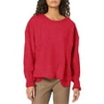 thumbnail image 1 of Duoif Womens Sweaters, Women's Ribbed Chunky Knit Sweatshirt - Crew Neck Fashion Sweaters for Women Red XL, 1 of 4