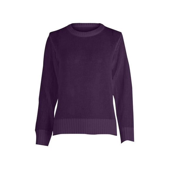 Duoif Womens Sweaters, Women's Round Neck Long Sleeved Pullover Slim Fitting Temperament Sweater Plush Sweaters for Women Purple S