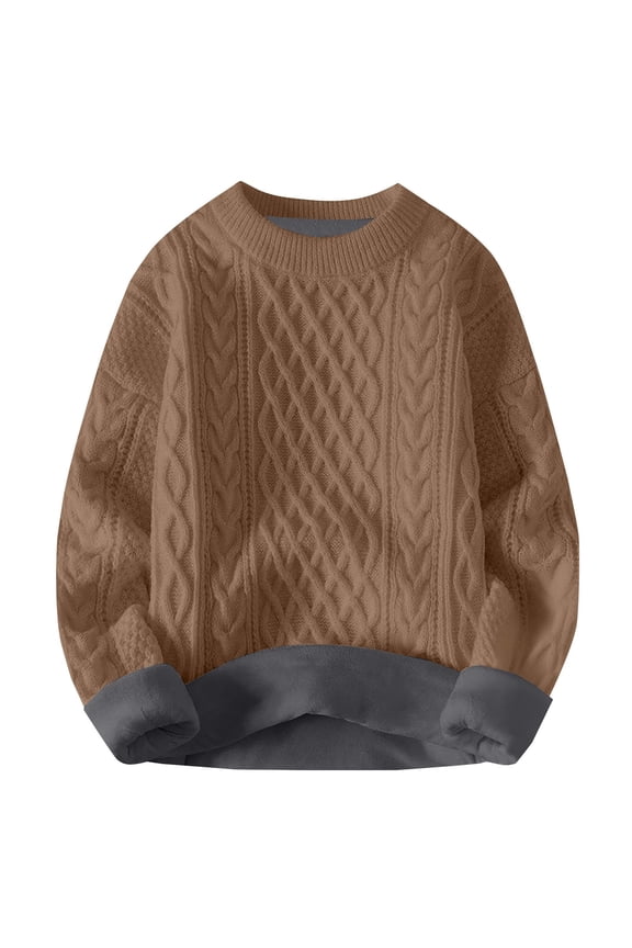 Womens Sweaters, Women's Winter Two Piece Set - Knitting Round Neck Pullovers Sweaters for Women Khaki XXL