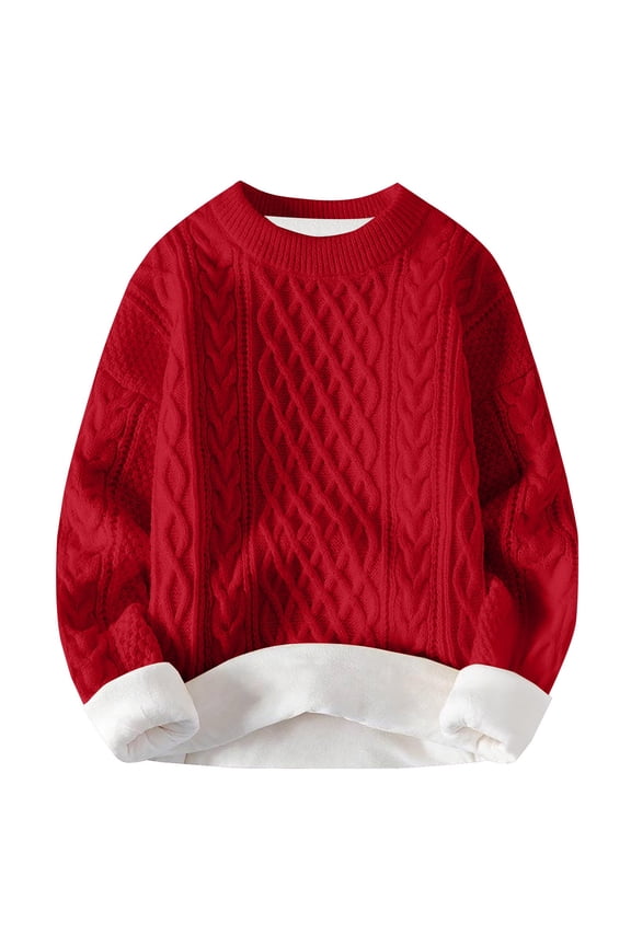 Womens Sweaters, Women's Winter Two Piece Set - Knitting Round Neck Pullovers Sweaters for Women Red M