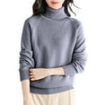 thumbnail image 1 of Duoif Womens Sweaters Women's Wool Sweater Turtleneck First Line Ready to Wear Long Sleeve Knitted Pullover Tops Sweaters for Women Trendy Dark Gray XXL, 1 of 4