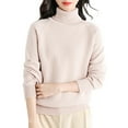 thumbnail image 1 of Duoif Womens Sweaters Women's Wool Sweater Turtleneck First Line Ready to Wear Long Sleeve Knitted Pullover Tops Sweaters for Women Trendy Beige M, 1 of 4