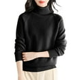 thumbnail image 1 of Duoif Womens Sweaters Women's Wool Sweater Turtleneck First Line Ready to Wear Long Sleeve Knitted Pullover Tops Sweaters for Women Trendy Black L, 1 of 4