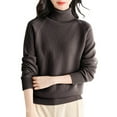 thumbnail image 1 of Duoif Womens Sweaters Women's Wool Sweater Turtleneck First Line Ready to Wear Long Sleeve Knitted Pullover Tops Sweaters for Women Trendy Bronze M, 1 of 4