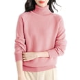 thumbnail image 1 of Duoif Womens Sweaters Women's Wool Sweater Turtleneck First Line Ready to Wear Long Sleeve Knitted Pullover Tops Sweaters for Women Trendy Pink L, 1 of 4