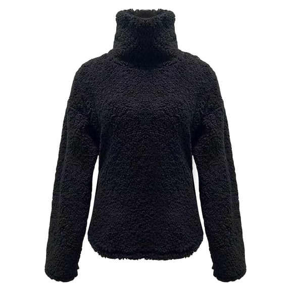 Duoif Womens Sweatshirt, Women's Casual High Neck Pullover - Autumn & Winter Fleece Sweatshirt for Women Black XXL