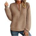 thumbnail image 1 of Duoif Womens Sweatshirt, Women's Casual Hoodie - Solid Color Deep V-Neck with Splicing Sweatshirt for Women Khaki S, 1 of 6