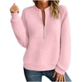 thumbnail image 1 of Duoif Womens Sweatshirt, Women's Casual Hoodie - Solid Color Deep V-Neck with Splicing Sweatshirt for Women Pink L, 1 of 6