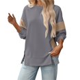 thumbnail image 1 of Duoif Womens Sweatshirt Women's Oversized Crew Neck Sweatshirt - Loose Top with Side Slit Sweatshirt for Women Grey S, 1 of 4