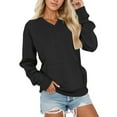thumbnail image 1 of Duoif Womens Sweatshirt, Women's V-Neck Fleece Sweatshirt - Cute Oversized Winter Top Sweatshirt for Women Black L, 1 of 4