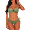 thumbnail image 1 of Duoif Womens Swimsuits, Women's 2 Piece High Cut Textured Bikini Sets for Women Green S, 1 of 4