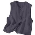 thumbnail image 1 of Duoif Womens Tank Tops Button down Linen Vest, Lightweight Summer Outerwear Shirts for Women Grey XL, 1 of 6