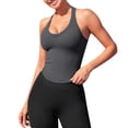 thumbnail image 1 of Duoif Womens Tank Tops Ribbed Racerback Workout Tank, Built-In Bra Athletic Top Womens Shirts Dark Gray XXL, 1 of 6