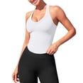 thumbnail image 1 of Duoif Womens Tank Tops Ribbed Racerback Workout Tank, Built-In Bra Athletic Top Womens Shirts White L, 1 of 6