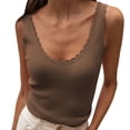 thumbnail image 1 of Duoif Womens Tank Tops, Ribbed Square Neck Vest, Summer Knitted Sweater Top Womens Shirts Coffee M, 1 of 5