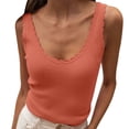 thumbnail image 1 of Duoif Womens Tank Tops, Ribbed Square Neck Vest, Summer Knitted Sweater Top Womens Shirts Orange S, 1 of 5