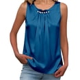 thumbnail image 1 of Duoif Womens Tank Tops, Satin Mock Neck Blouse, Pleated Sleeveless Work Shirts for Women Blue XL, 1 of 4