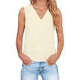 thumbnail image 1 of Duoif Womens Tank Tops V-Neck Business Tank, Cotton Linen Camisole Blouse Going Out Tops for Women Light Yellow M, 1 of 7