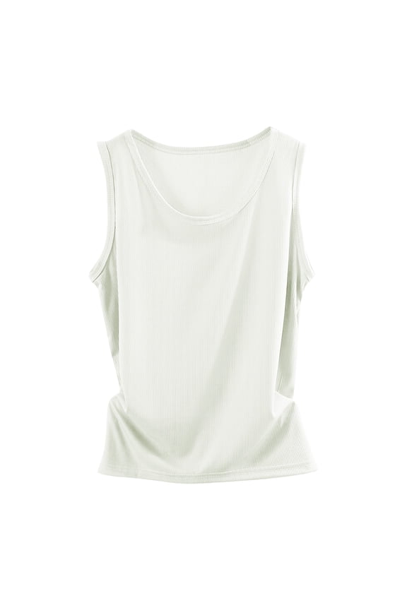 Womens Tank Tops, Wrap Camisole Vest, Cotton Round Neck Layering Top Womens Shirts White L