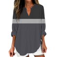 thumbnail image 1 of Duoif Womens Tops Long Sleeve Shirts for Women, Womens Cotton Linen Tunic Tops for Women Spring Summer V Neck Roll Up 3/4 Sleeve T Shirts Plain Graphic Tees Tops for Women Trendy Dark Gray L, 1 of 5