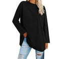 thumbnail image 1 of Duoif Womens Tops Long Sleeve Shirts for Women, Women's Plus Size Top Long Sleeve Crew Neck Loose T Shirt Tops for Women Trendy Black XXXXXL, 1 of 4