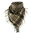 thumbnail image 1 of Duoif Womens Winter Scarves, Arab Plaid Fringe Lightweight Scarf Cotton Head Neck Scarf with Tassel for Outdoor Camping Accessory Unisex Scarf for Women Khaki, 1 of 4