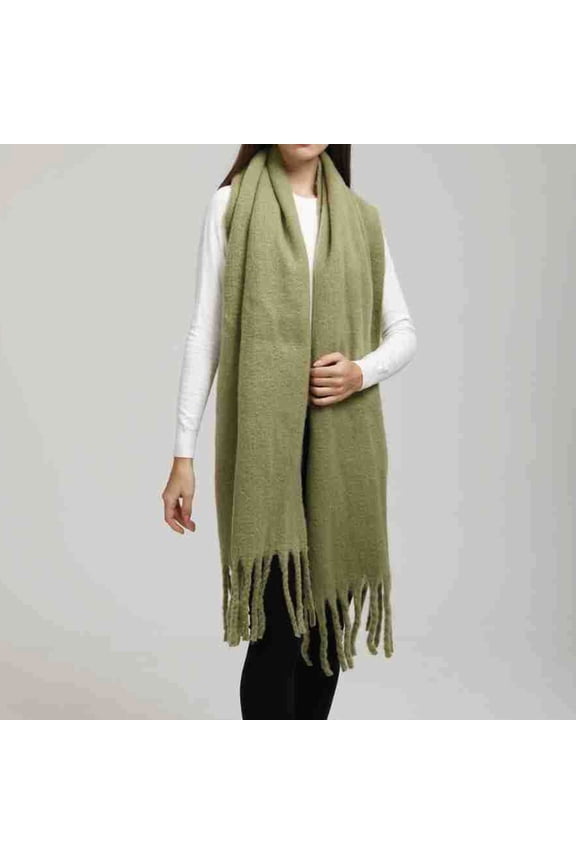 Womens Winter Scarves, Popular Thickened Warm Scarf with Tassel Shawl for Women Scarf for Women Army Green